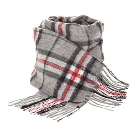 Edinburgh Accessories Nwt Edinburgh Lambswool Gray Red Tartan Plaid Fringe Scarf Poshmark